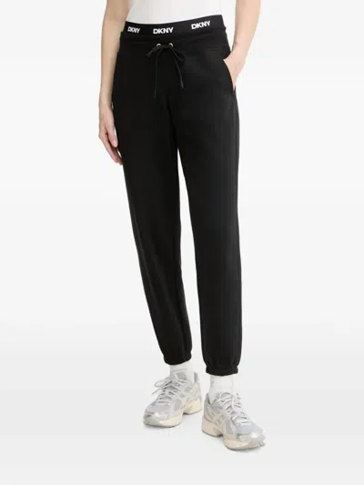 Dkny Logo-waistband Drawstring Track Pants In Black