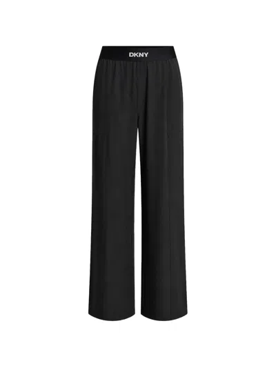 Dkny Logo-waistband Trousers In Black