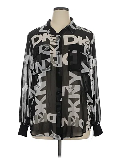 Pre-owned Dkny Long Sleeve Blouse In Black