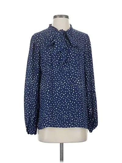 Pre-owned Dkny Long Sleeve Blouse In Blue