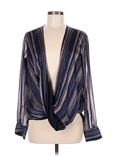 Pre-owned Dkny Long Sleeve Blouse In Blue