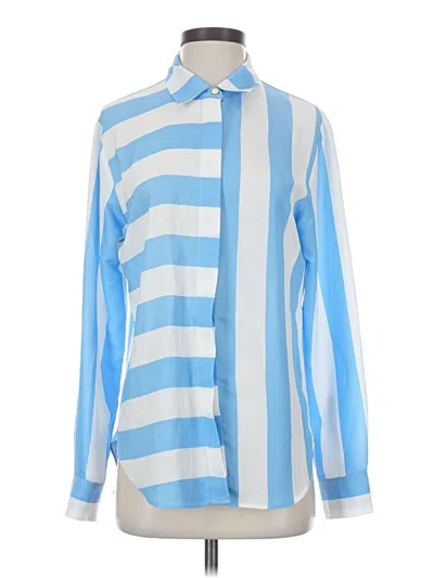 Pre-owned Dkny Long Sleeve Blouse In Blue