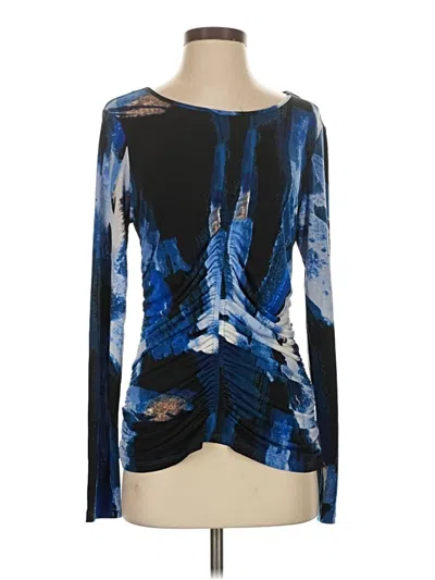 Pre-owned Dkny Long Sleeve Blouse In Blue