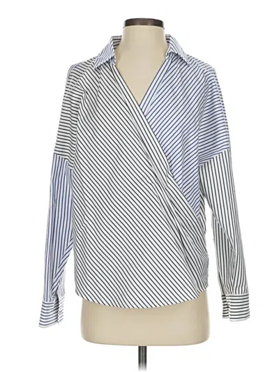 Pre-owned Dkny Long Sleeve Blouse In Blue