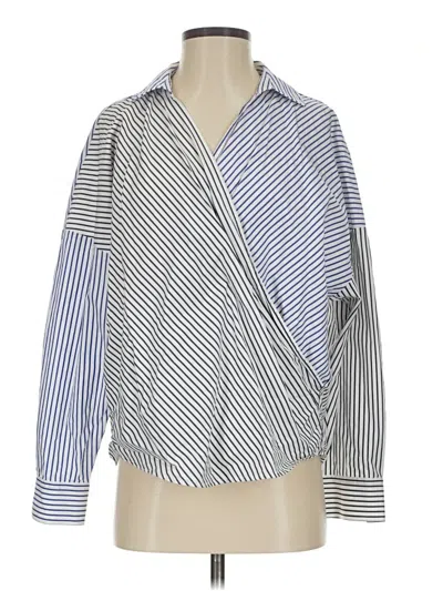 Pre-owned Dkny Long Sleeve Blouse In Blue
