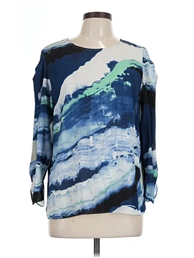 Pre-owned Dkny Long Sleeve Blouse In Blue