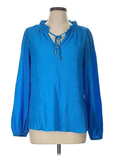 Pre-owned Dkny Long Sleeve Blouse In Blue