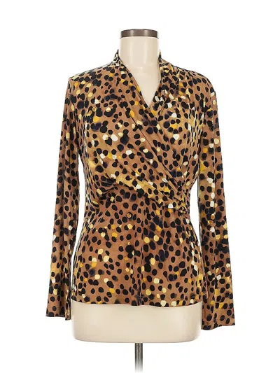 Pre-owned Dkny Long Sleeve Blouse In Brown