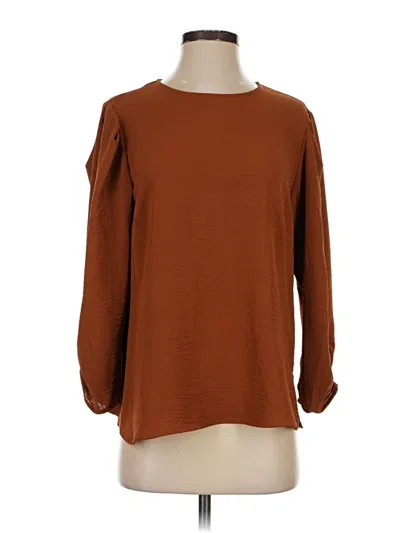 Pre-owned Dkny Long Sleeve Blouse In Brown
