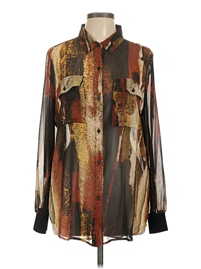Dkny Long Sleeve Blouse In Brown
