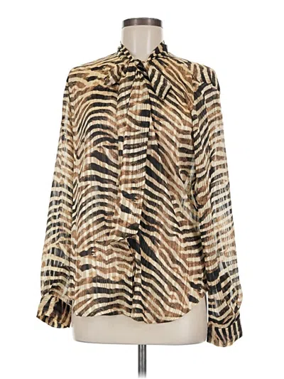 Pre-owned Dkny Long Sleeve Blouse In Brown