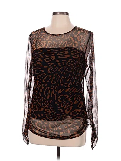 Pre-owned Dkny Long Sleeve Blouse In Brown