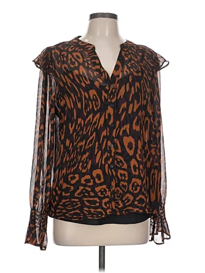 Pre-owned Dkny Long Sleeve Blouse In Brown