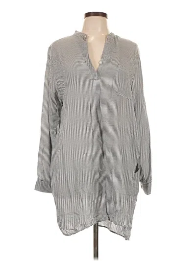 Pre-owned Dkny Long Sleeve Blouse In Gray