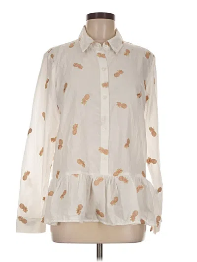 Pre-owned Dkny Long Sleeve Blouse In Ivory
