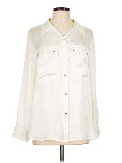 Pre-owned Dkny Long Sleeve Blouse In Ivory