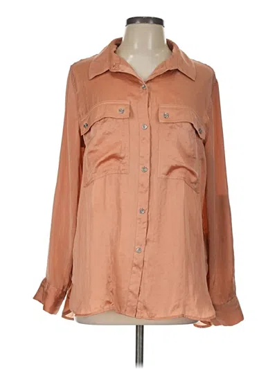 Pre-owned Dkny Long Sleeve Blouse In Orange
