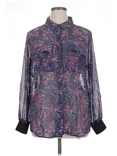 Pre-owned Dkny Long Sleeve Blouse In Purple