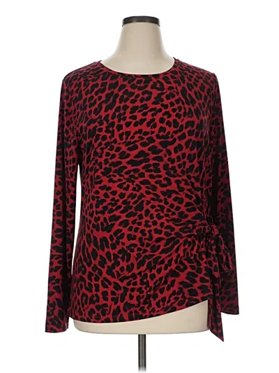Pre-owned Dkny Long Sleeve Blouse In Red
