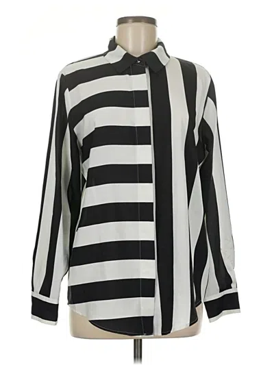 Pre-owned Dkny Long Sleeve Blouse In Silver