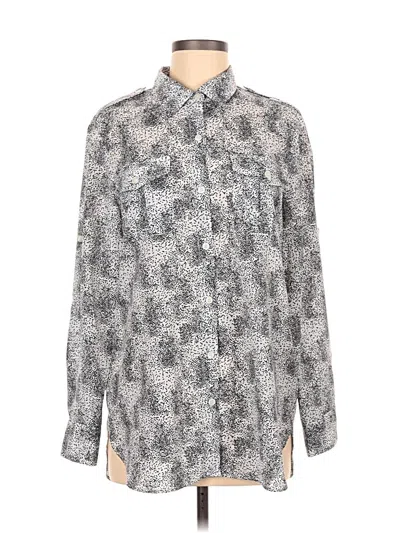 Pre-owned Dkny Long Sleeve Blouse In Silver