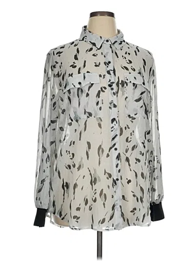 Pre-owned Dkny Long Sleeve Blouse In Silver