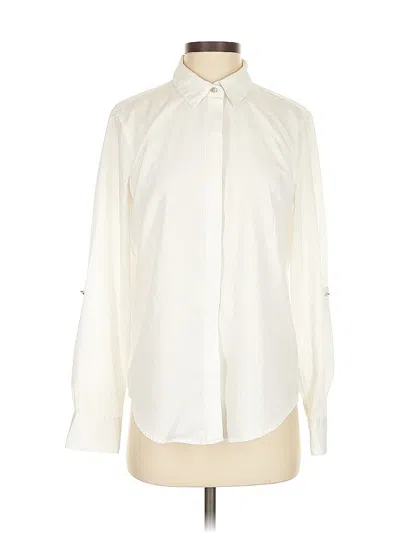 Pre-owned Dkny Long Sleeve Blouse In White