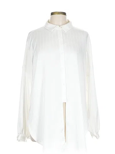 Pre-owned Dkny Long Sleeve Blouse In White