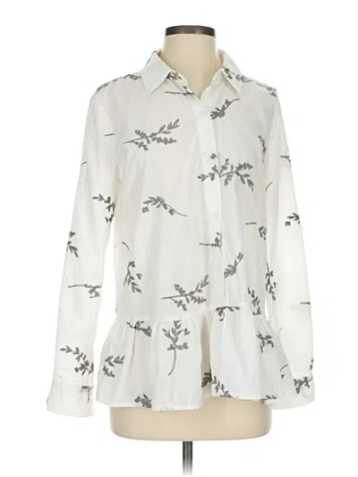 Pre-owned Dkny Long Sleeve Blouse In White