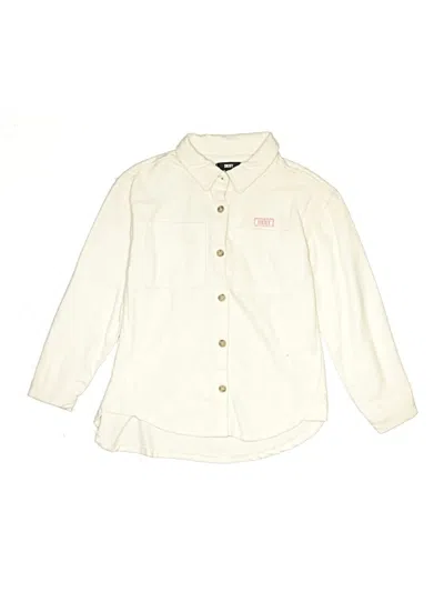 Pre-owned Dkny Kids' Long Sleeve Button Down Shirt In Ivory