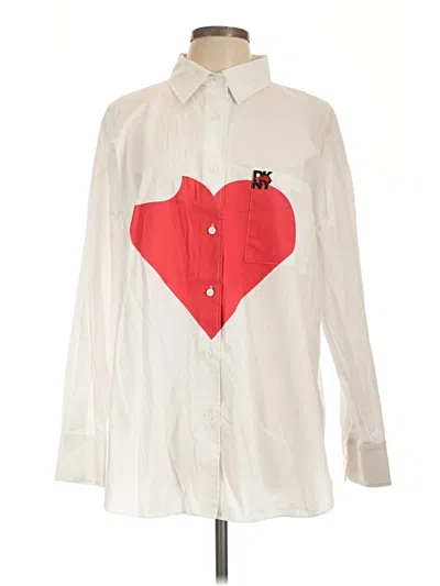 Pre-owned Dkny Long Sleeve Button Down Shirt In Ivory