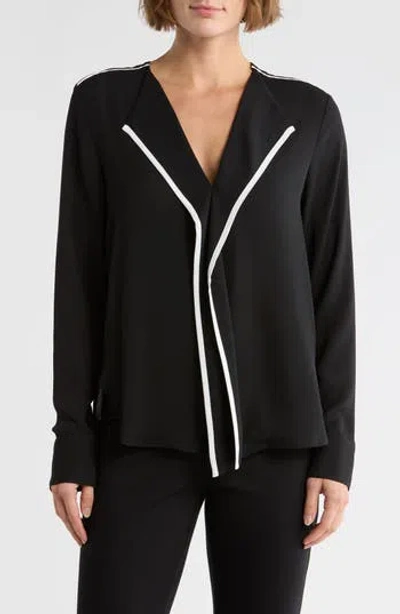 DKNY DKNY LONG SLEEVE CONTRAST RUFFLE TOP