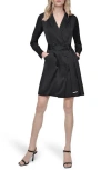 Dkny Long Sleeve Double Breasted Blazer Dress In Black