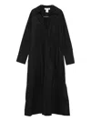 Dkny Long-sleeve Drawstring Midi Dress In Black