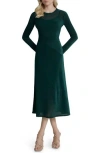 Dkny Long Sleeve Fit & Flare Dress In Green