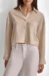 Dkny Long Sleeve Linen Button-up Shirt In Natural