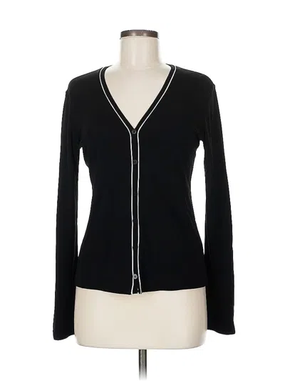 Pre-owned Dkny Long Sleeve Top Black Plunge Neckline Tops