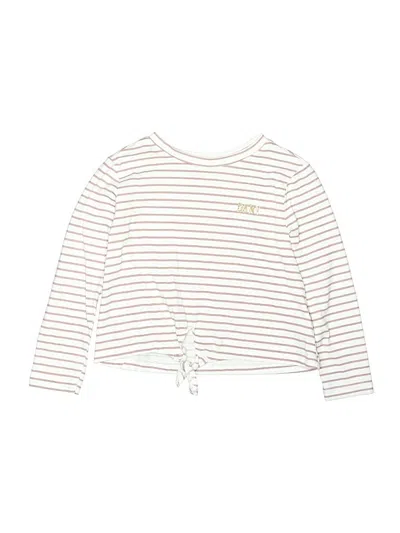 Pre-owned Dkny Kids' Long Sleeve Top Ivory Crew Neck Tops In White