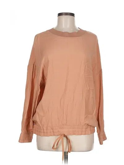 Pre-owned Dkny Long Sleeve Top Tan Boatneck Tops In Brown