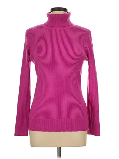Pre-owned Dkny Long Sleeve Turtleneck In Pink
