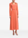 Dkny Long-sleeved Belted Dress In Orange