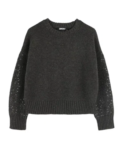 Dkny Long-sleeved Sweater In Black
