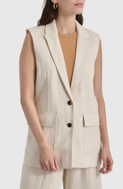 Dkny Women's Weathered-twill Sleeveless Vest In Parchment