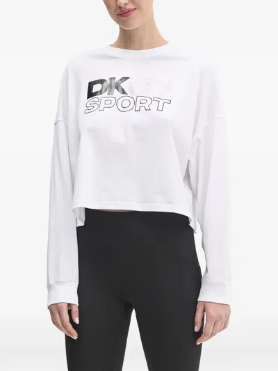 Dkny Long-sleeve Cropped T-shirt In Multi