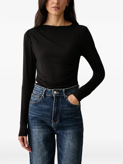Dkny Long-sleeve Ruched T-shirt In Black