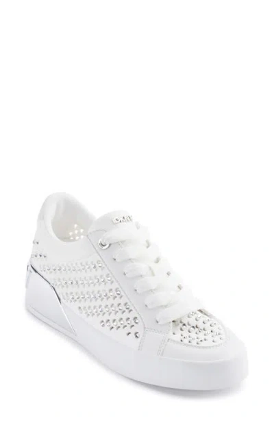 Dkny Maben Rhinestone Sneaker In Bright White