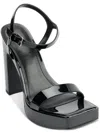 DKNY MAIDEN WOMENS SQUARE TOE METALLIC BLOCK HEEL