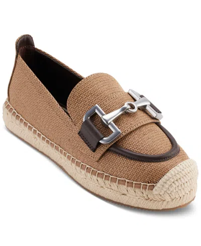 Dkny Mally Slip On Bit Buckle Espadrille Loafer Flats In Brown,coffee