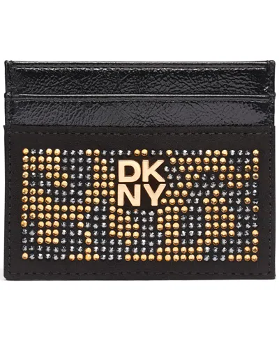 Dkny Margot Hotfix Rhinestone Card Case In Leopard