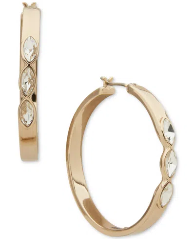 Dkny Marquise Crystal Stone Hoop Earrings In Yellow